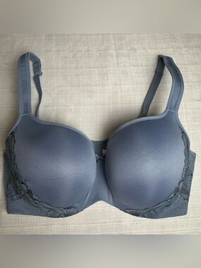 Cacique Lightly Lined Balconette Lace Trim Bra Blue 40DD